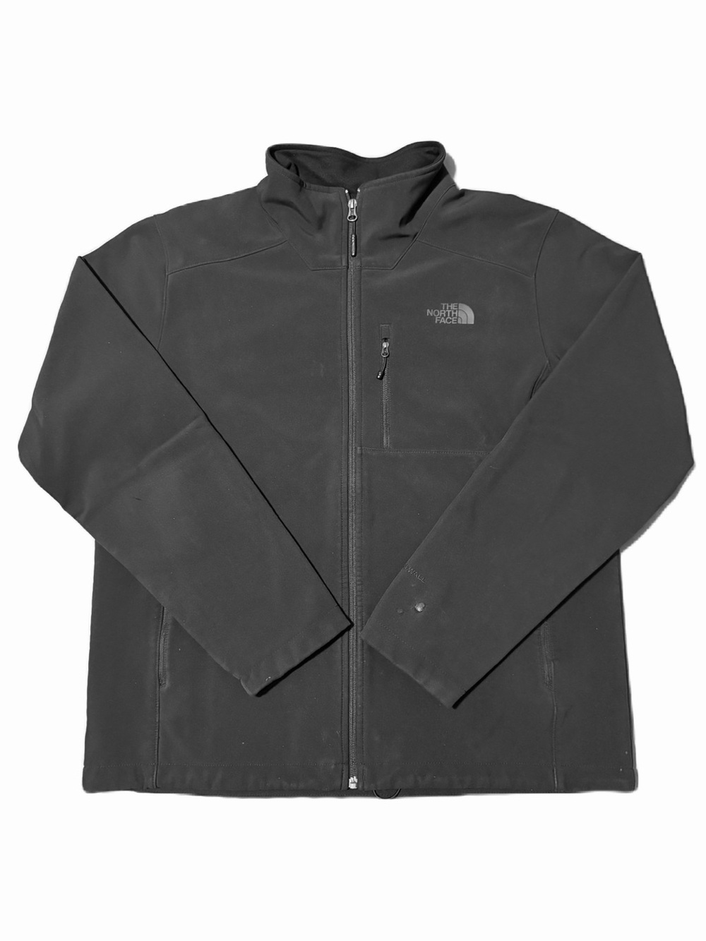 The North Face Windwall Full-Zip Soft Shell Jacket Black Logo Chest Pocket